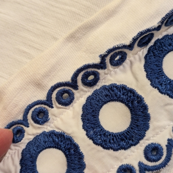 BODEN Rosanna Dress Tunic Coverup Embroidery Eyelet Scallop Blue White | Sz 16 - Picture 7 of 10